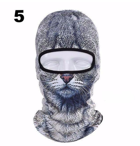 Gray Tabby 3D face ski mask