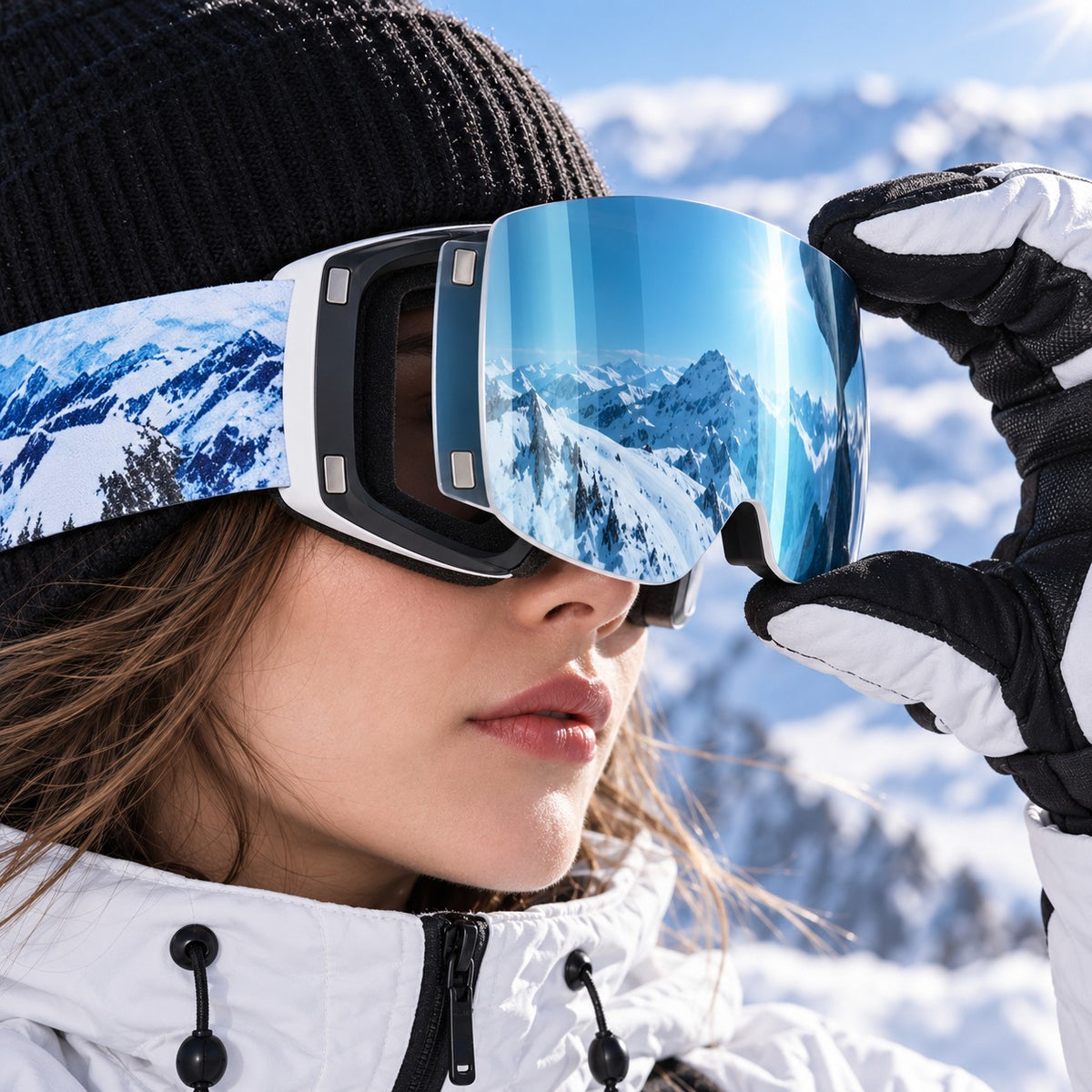 Magnetic lens lifting off the Snow Goons goggle frame